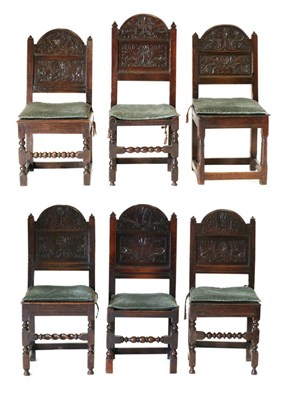 Lot 829 - A Composite Set of Six Late 17th/Early 18th Century Yorkshire Joined Oak Back Stools,...