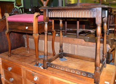 Lot 540 - Piano stool and an oak occasional table