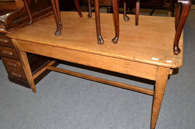 Lot 549 - 19th century pine kitchen table with H-stretcher