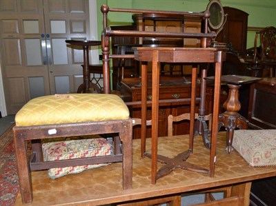 Lot 551 - Early Victorian carved tripod low stand, George III mahogany stool with drop-in seat, two 19th...