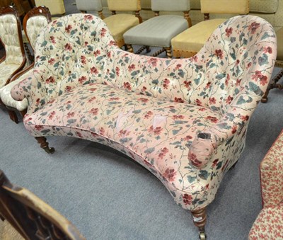 Lot 596 - Mid-Victorian double chair back chintz settee