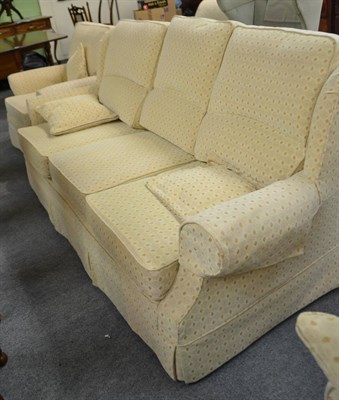 Lot 599 - A chequer upholstered four piece suite, including a footstool