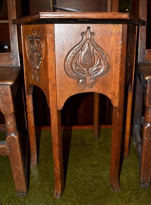 Lot 618 - Oak carved workbox