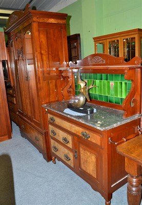 Lot 623 - An Art Nouveau washstand, two door wardrobe and a mirror back dressing table