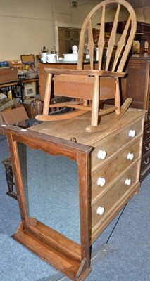 Lot 690 - Victorian pine chest, two rocking chairs and a mirror