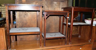 Lot 693 - Two tables with leather tops and another table