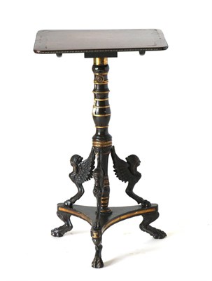 Lot 854 - A Regency Sabicu, Brass Strung and Palm Wood Crossbanded Tripod Table in the manner of Thomas Hope