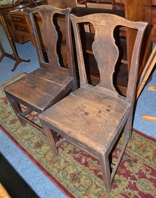 Lot 722 - Four 18th century oak dining chairs