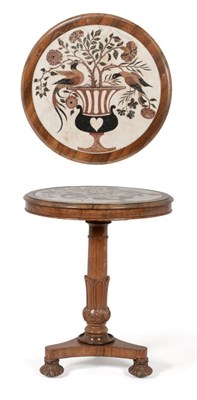 Lot 855 - A William IV Rosewood and Pietra Dura Tripod Table, 2nd quarter 19th century, with circular...