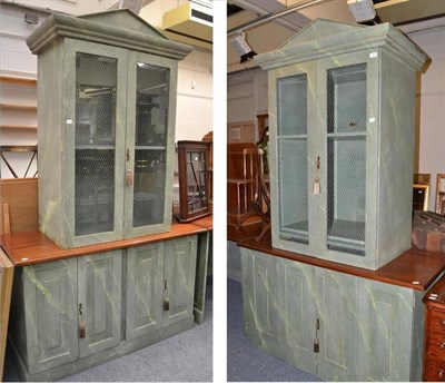 Lot 760 - A modern painted desk and two similarly decorated modern bookcases