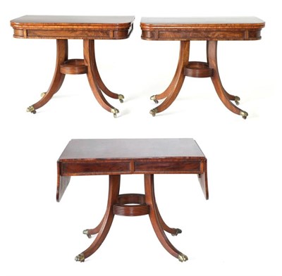 Lot 861 - A Pair of Regency Mahogany and Crossbanded Foldover Tea Tables, early 19th century, of D shape form