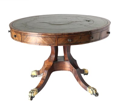 Lot 867 - A Regency Mahogany Library Drum Table, early 19th century, with a green and gilt leather...