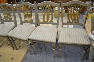 Lot 812 - A set of six reproduction grey painted dining chairs