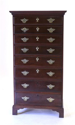 Lot 868 - A Mahogany Eight Drawer Straight Front Chest of Drawers, 18th century in part, the moulded top...