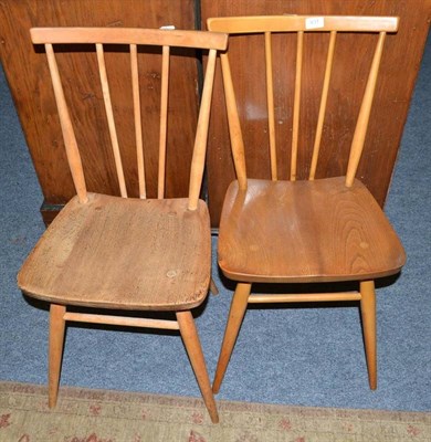 Lot 831 - Five light oak Ercol chairs