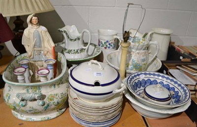 Lot 848 - Victorian and Edwardian ceramics comprising Copeland water jug and basin, four other jugs and three