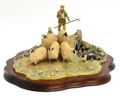 Lot 5013 - Border Fine Arts 'Down From The Hills' (Shepherd, Sheep and Collie), model No. JH18 by...