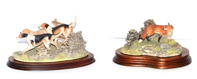 Lot 5014 - Border Fine Arts 'Forrard Away' (Three Hounds Chasing a Fox), model No. L64 by Elizabeth Waugh,...