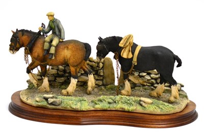 Lot 5016 - Border Fine Arts 'Coming Home' (Two Heavy Horses), model No. JH9A by Judy Boyt, on wood base