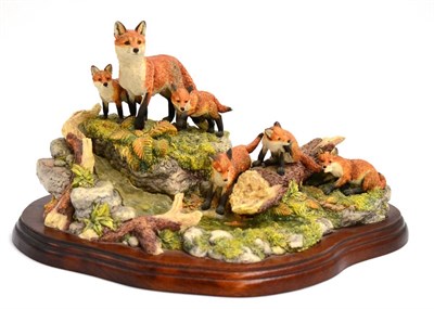 Lot 5017 - Border Fine Arts 'Family Outing' (Vixen and five Cubs), model No. FT07 by David Walton, limited...