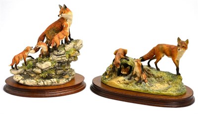 Lot 5018 - Border Fine Arts 'Fox and Family', model No. L53 by David Geenty, limited edition 457/1500, on wood