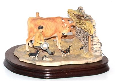 Lot 5019 - Border Fine Arts 'Milking at Peter Trenholms', model No. JH7 by Ray Ayres, on wood base, with box
