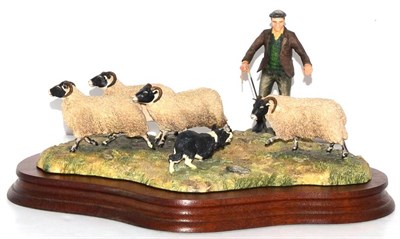 Lot 5025 - Border Fine Arts 'Shedding' (Shepherd, Collie and Sheep), model No. L113 by Ray Ayres, signed...