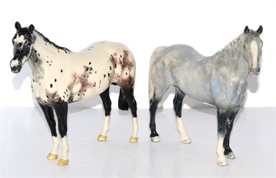 Lot 5087 - Beswick Horses Comprising: Appaloosa Stallion, model No. AH1772, black and white gloss, and Hunter