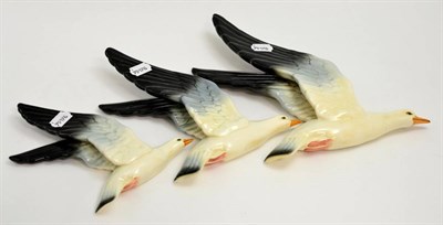 Lot 5096 - Beswick Seagull Wall Plaques, model No. 922, (Style Two - Wings Up, Together), white, grey and...