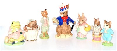 Lot 5108 - Royal Albert Beatrix Potter figures comprising: Mrs Rabbit, P3398, Mrs. Tiggy-Winkle, P3437,...
