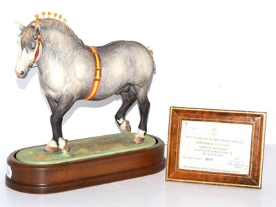 Lot 5111 - Royal Worcester 'Percheron Stallion' Saltmarsh Silver Crest, model No. RW3786 by Doris Lindner,...