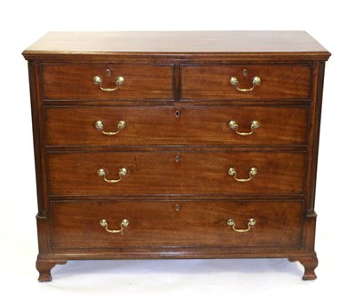 Lot 886 - A George III Mahogany Straight Front Chest of Drawers, circa 1780, of two short over three long...