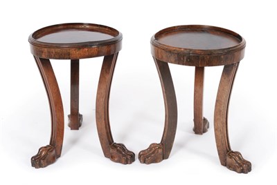 Lot 887 - A Pair of Victorian Rosewood Circular Plant Stands, circa 1850, with moulded tops, raised on...