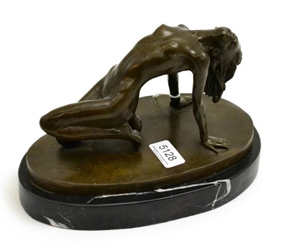Lot 5128 - Bronze of a reclining nude on oval base, unsigned