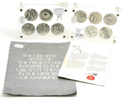 Lot 5140 - Salvador Dali 'The Ten Commandments' silver medallions in clear Perspex