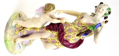 Lot 5149 - Samson of Paris large porcelain figure group of a Bacchanalian maiden and putto
