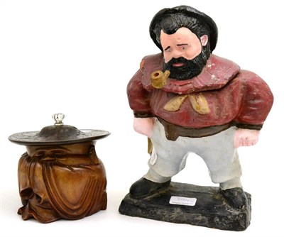 Lot 5164 - A 19th century painted terracotta tobacco jar and cover modelled as a sailor and a Japanese...