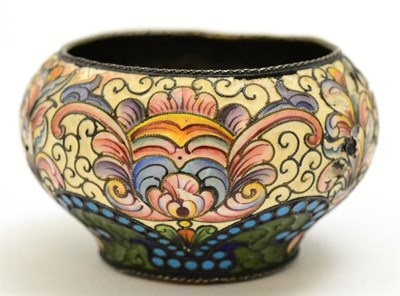 Lot 5182 - Russian silver and enamel floral decorated small bowl