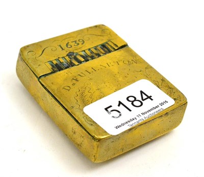 Lot 5184 - A brass snuff box, inscribed D Fullarton 1639