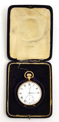 Lot 5185 - A 9ct gold open faced pocket watch, signed Limit