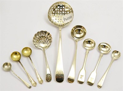 Lot 5202 - A silver sifter spoon and others