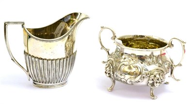 Lot 5209 - Victorian silver two-handled sugar bowl and a silver plated semi-fluted milk jug