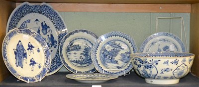 Lot 5224 - Seven pieces of 18th century and later Chinese export porcelain including a large bowl (damage...