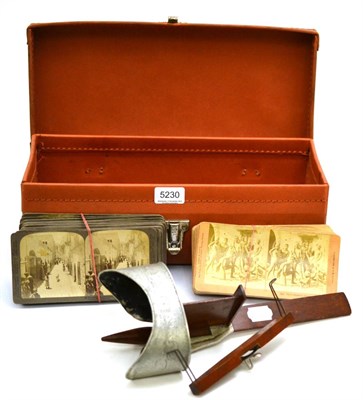 Lot 5230 - A quantity of Indian/ Middle Eastern stereoscopic cards and a hand held aluminium viewer