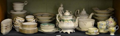 Lot 5238 - A group of ceramics including a 19th century green and gilt tea service, a floral decorated dessert