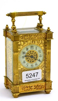 Lot 5247 - A brass carriage timepiece