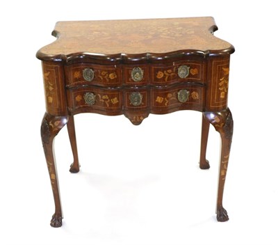 Lot 904 - A 19th Century Mahogany Dutch Marquetry Dressing Table, the top richly inlaid with scrolling...