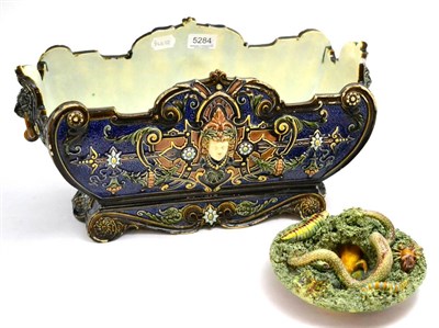 Lot 5284 - A Collin Meissen planter together with a Palissy dish