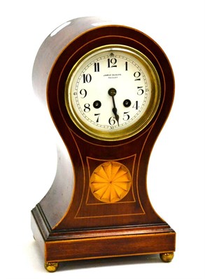 Lot 5285 - An Edwardian inlaid mantel clock