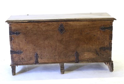 Lot 906 - A 17th Century Continental Walnut and Metal Bound Chest, with hinged lid and ironwork hinges,...